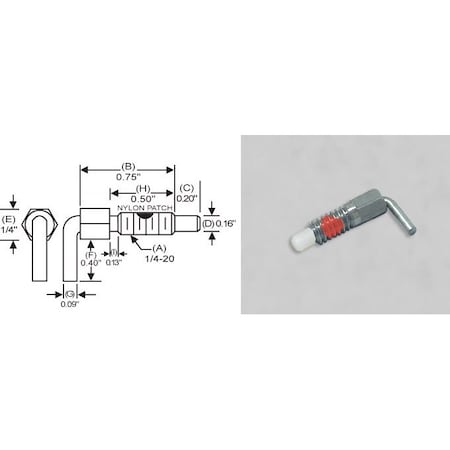 S & W Manufacturing L-Handle, Nylon Non Lck w/P, 1/4-20", 1/2" NLNW-0